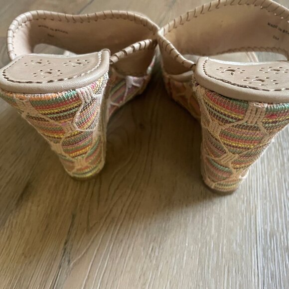 Jack Rogers Women's Colorful Woven Wedge Heel Leather Sandals 8 Resort! - Picture 9 of 9